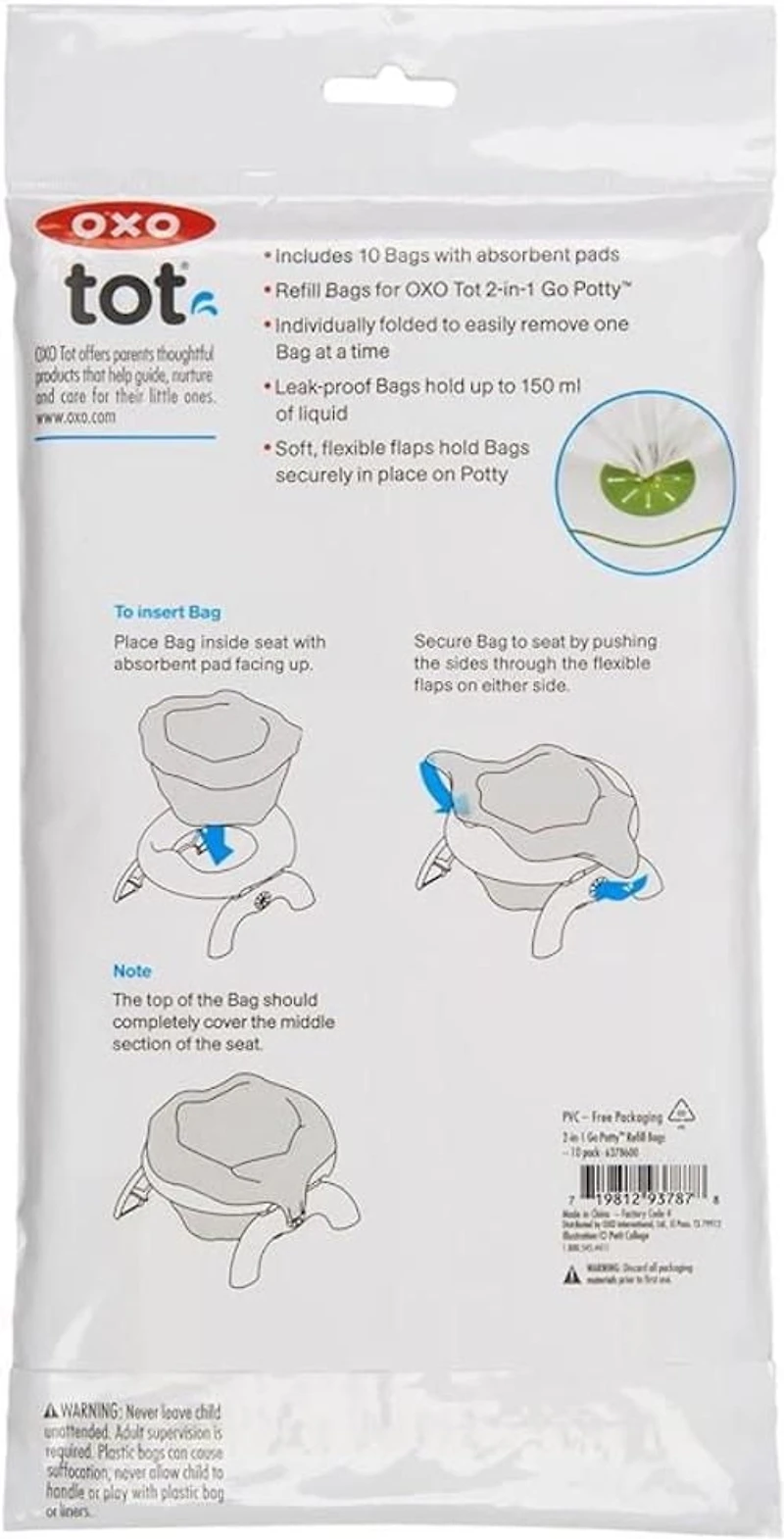 OXO Tot - Sacs de Rechange pour Petit Pot 2-en-1 - Petit Pot Autonome Compact pour la Maison Ou en Déplacement