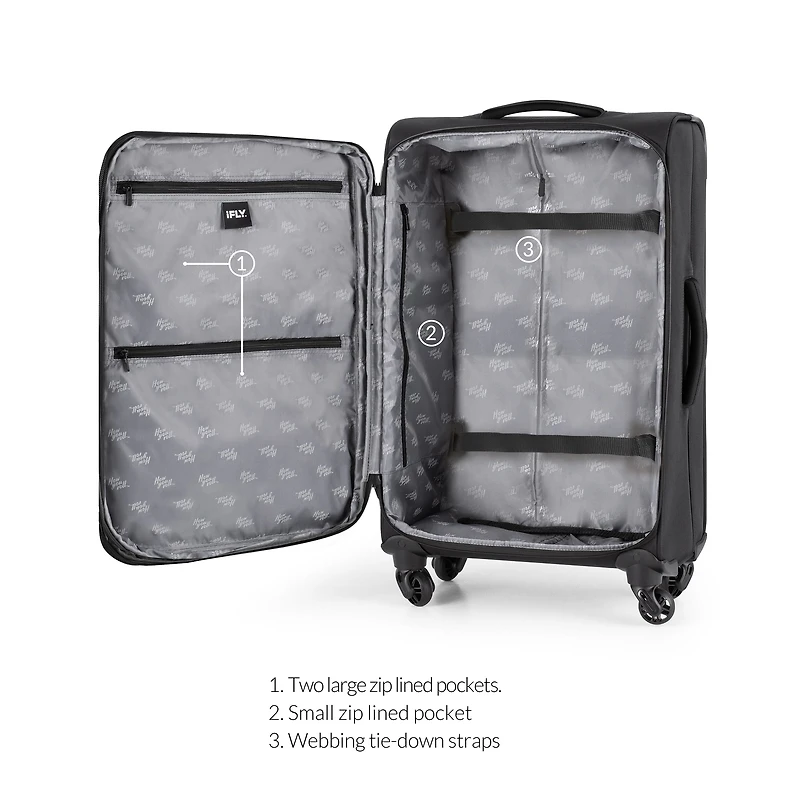 iFLY Fibertech Large Checked Softside Lugage 28, Black