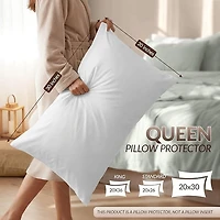 Lot de 2 protège-oreillers imperméables à fermeture éclair Beddora, format Queen, 51 x 76 cm – Protection contre les punaises de lit et les acariens, housses d'oreiller douces et silencieuses