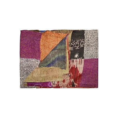 JETÉ EN SOIE RÉTRO KANTHA 60"X90"