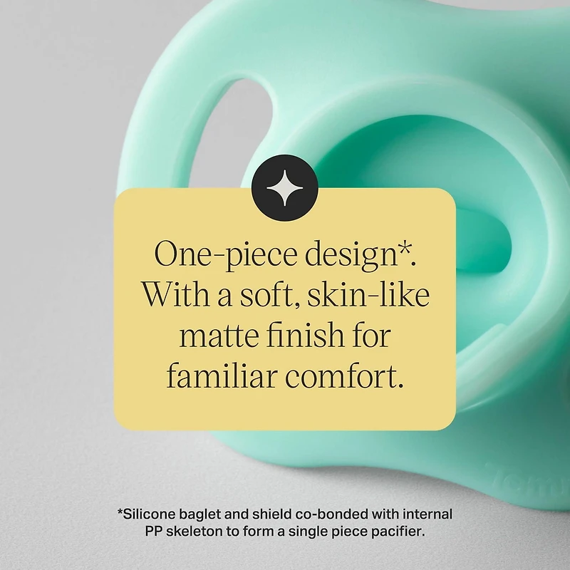 Tommee Tippee Ultra-light StayPut Pacifier, 18-36m, 4 Count, One-Piece Silicone Design