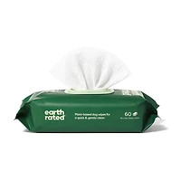 Earth Rated Hypoallergenic Dog Wipes, Cleaning and Odour-Controlling Grooming Wipes for Paws, Body, and Bum, Perfect for Puppy and Adult Dogs, Unscented, 60 Count, 1 x 60 Count Grooming Wipes