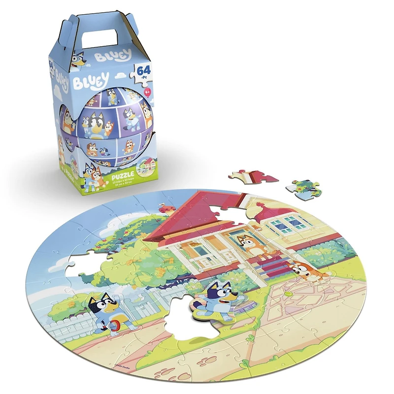 Spin Master Games, Bluey, 64-Piece Puzzle Sphere, Round Puzzle, Puzzles for Preschoolers, Bluey Puzzle, Ages 4+