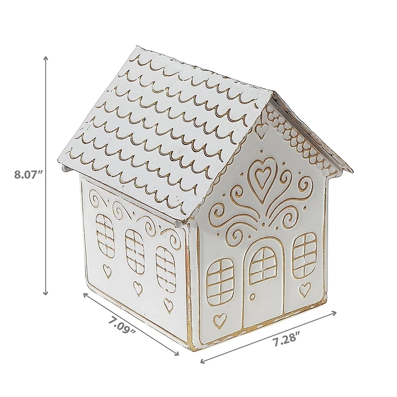 Gold And White Gingerbread Metal House