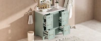 Homy Casa 36 in Moss Green Kitchen Sideboard with Ceramic Sink