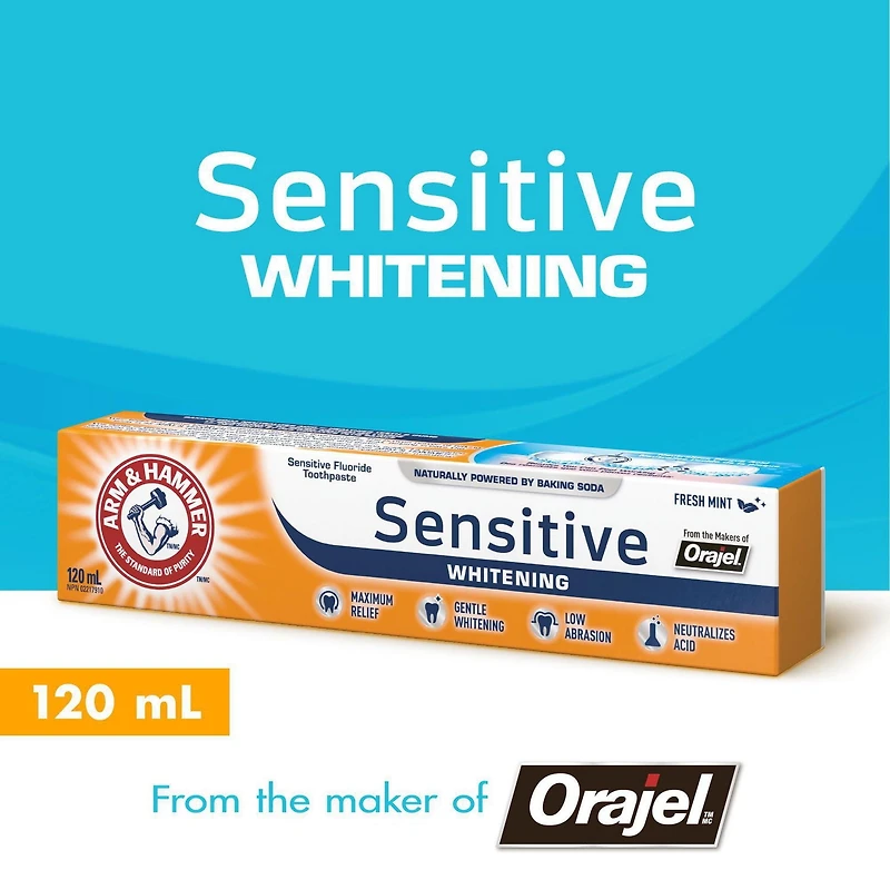 Arm & Hammer Sensitive Whitening Toothpaste, 120mL, 120mL