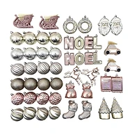 Holiday Time 50-Count Iconic Symbols of Christmas Shatterproof Christmas Ornaments, Silver/Pink/Gold