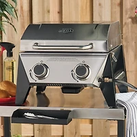 Expert Grill 2-Burner Tabletop Gas BBQ Grill, Stainless Steel