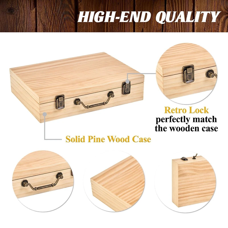 200 Piece Poker Chip Set with Pine Wood Case and Cards, 11 Grams Chip Weight by Barrington Billiards