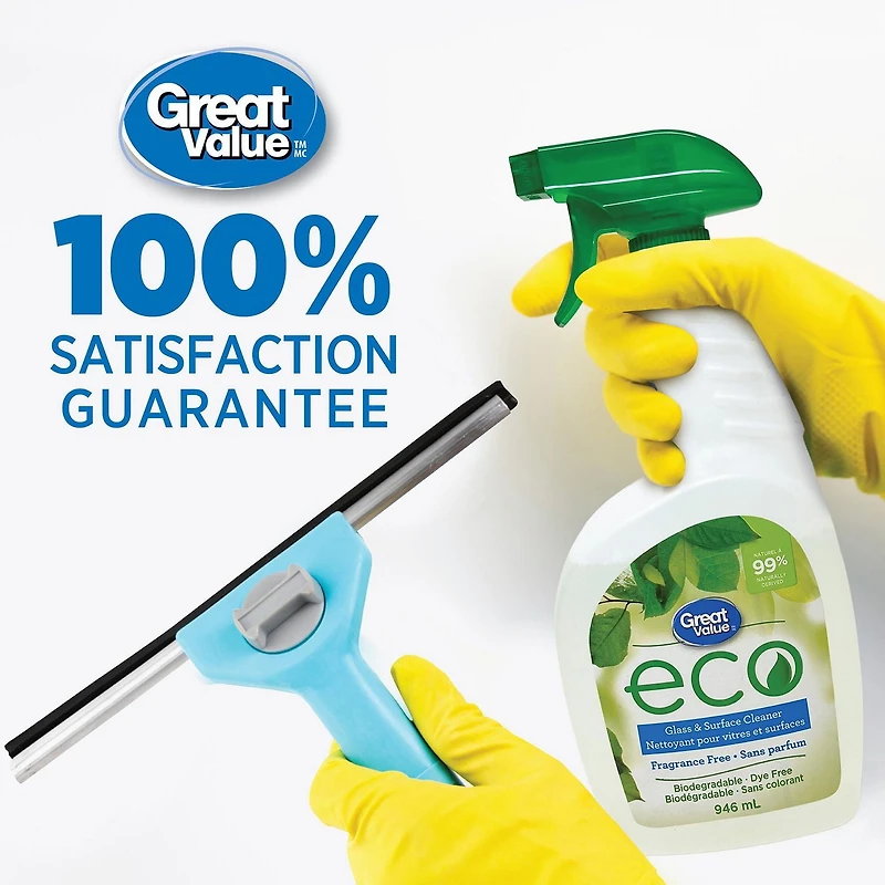 Great Value ECO Fragrance Free Glass and Surface Cleaner, 946 mL