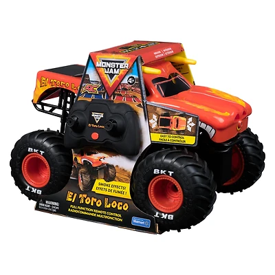 Monster Jam, Monster truck El Toro Loco RC avec brumisateur à effets de fumée, échelle 1:15, jouets pour garçons et filles à partir de 3 ans