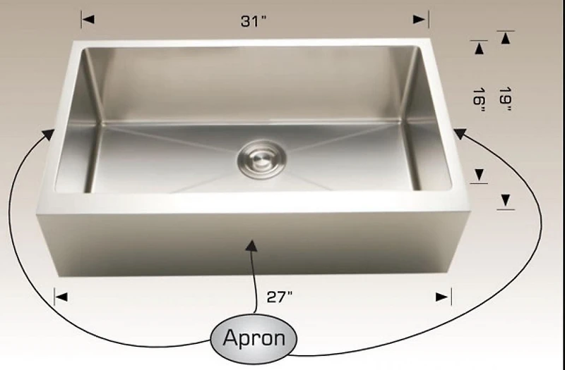 American Imaginations 31-in. W Stainless Steel Kitchen Sink With 1 Bowl And 16 Gauge