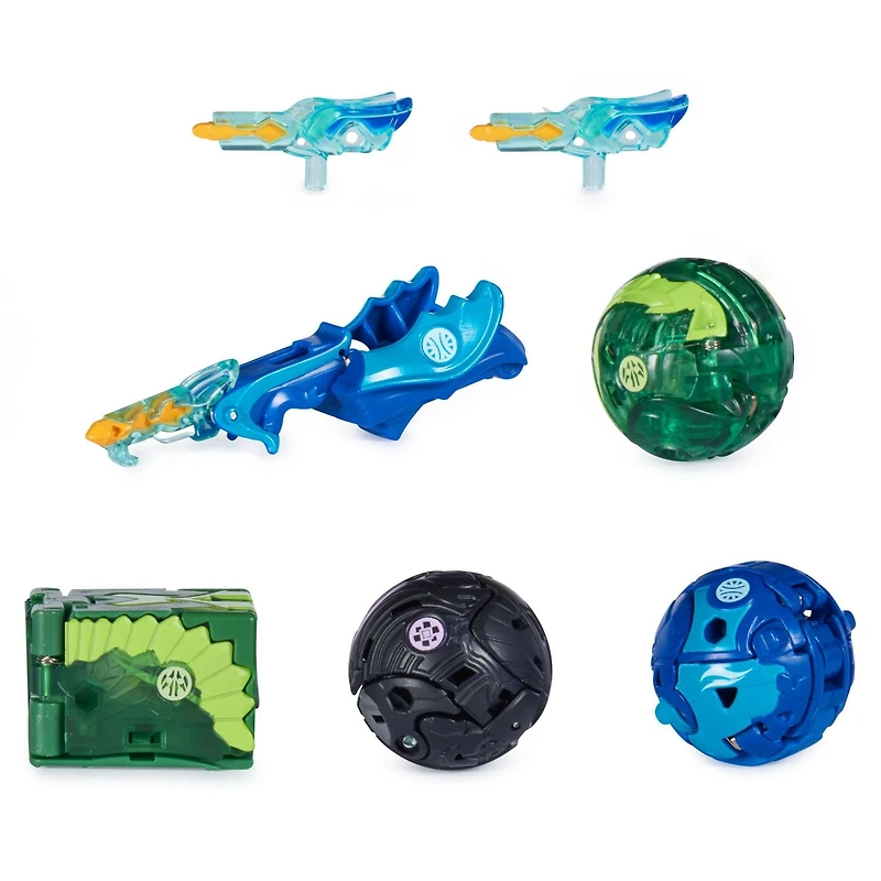Bakugan Legends Collection Pack, 4-Pack featuring Auxillataur Bakugan, Talan Geogan, Pegatrix Nova, Dragonoid Ultra, and 6 BakuCores, Kids Toys for Ages 6 and Up