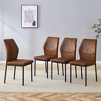 Noble House Chaise de luxe légère - Ensemble de 4 chaises de salle à manger confortables en tissu technique brun