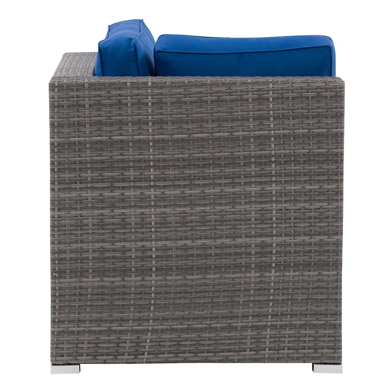 CorLiving Parksville - Chaise d'angle sectionnelle en résine tressée, rotin et acier galvanisé avec coussins, vendue à l'unité, à utiliser pour agrandir un ensemble extérieur