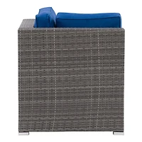 CorLiving Parksville - Chaise d'angle sectionnelle en résine tressée, rotin et acier galvanisé avec coussins, vendue à l'unité, à utiliser pour agrandir un ensemble extérieur