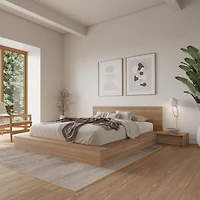 Ensemble de chambre à coucher Kanso 4 pièces avec lit queen size et plateforme basse