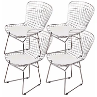 Nicer Furniture with Leatherette Pu Pad Chromed Steel Side White Chairs