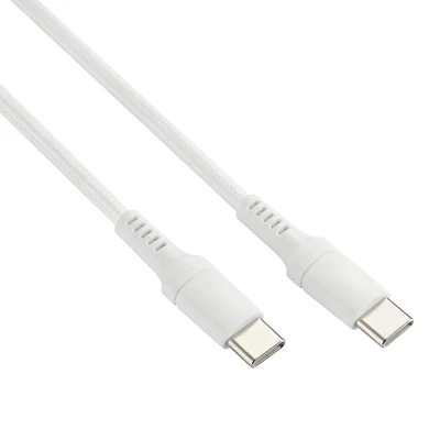 onn. Câble USB-C vers USB-C tressé 60 W de 3 ft, Blanc