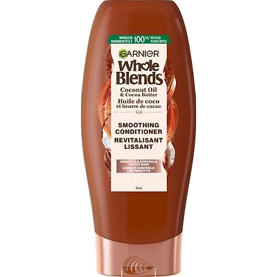 Garnier Whole Blends Smoothing Conditioner for Frizzy Hair, with Coconut Oil & Cocoa Butter, 370 mL