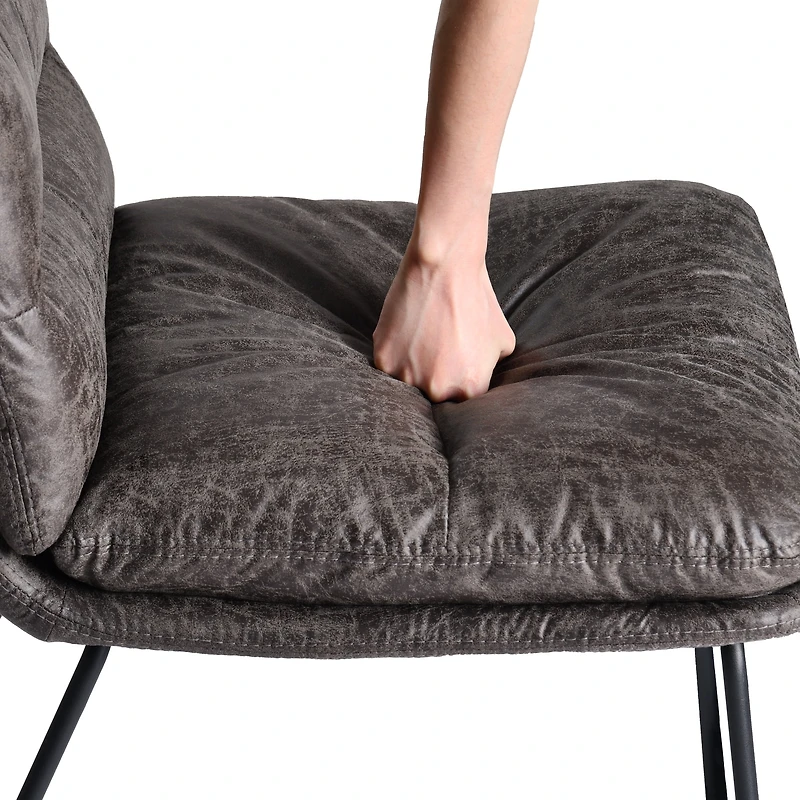 Homy Casa Set of 2 Upholstered Dining Chairs with Soft Padded Seat and Anti-Slip Metal Frame, Grey