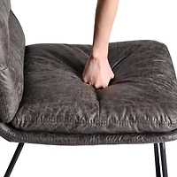 Homy Casa Set of 2 Upholstered Dining Chairs with Soft Padded Seat and Anti-Slip Metal Frame, Grey