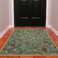 Tapis contemporain à motif de feuilles et à sous-couche en caoutchouc de la collection Ottohome