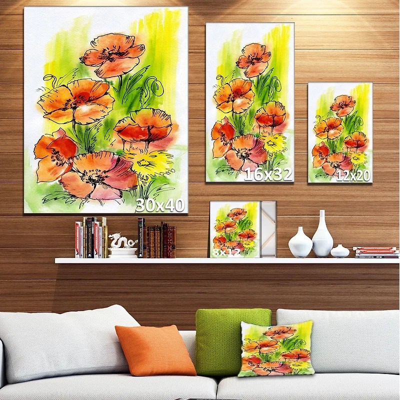 Design Art Bouquet Poppies Canvas Print