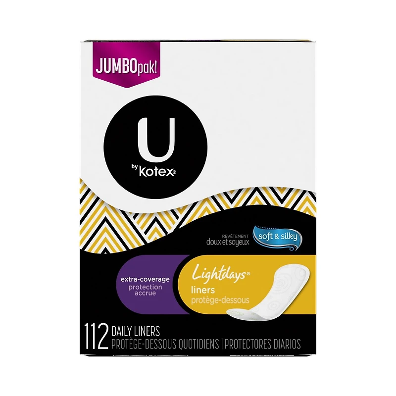 U by Kotex Lightdays Liners, Extra Coverage, Unscented