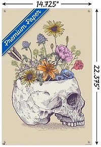 Rachel Caldwell - Flower Skull Wall Poster, 14.725" x 22.375" Framed