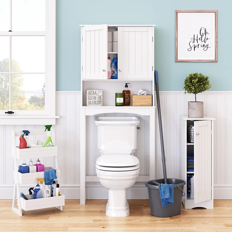 Ashland Collection Maison RiverRidge® Armoire Space Saver, 27,44 po. (larg) x 64,88 po. (haut) x 7,81 po. (profondeur), blanc