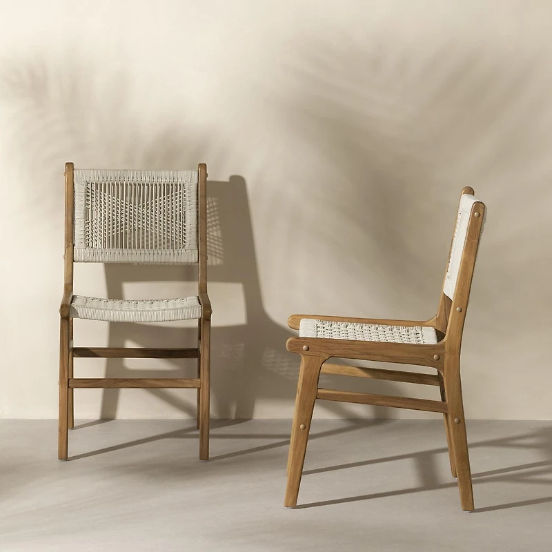 South Shore Agave Woven Rope and Teak Dining Chair, Set of 2