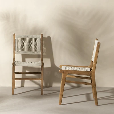 South Shore Agave Woven Rope and Teak Dining Chair, Set of 2