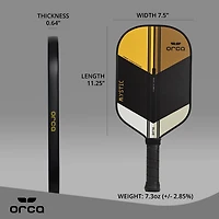 Pagaie de pickleball en fibre de carbone Mystic Tournament Series - Édition Control - Pagaie de 7,6 oz par Orca