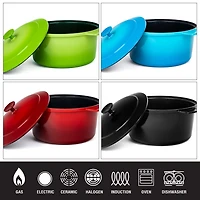 Granitestone Diamond 5 Quart Dutch Oven Pot with Lid, Ultra Nonstick & Durable Mineral & Diamond Surface, Self-Basting Lid, Metal Utensil Safe, Oven & Dishwasher Safe, 100% PFOA Free, Red