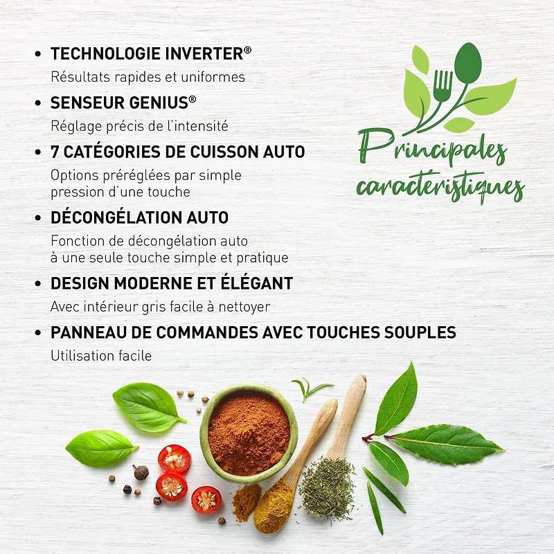 Four à micro-ondes Genius® de format moyen de 1,3 pi³ NN-SU65LS Panasonic, acier inoxydable