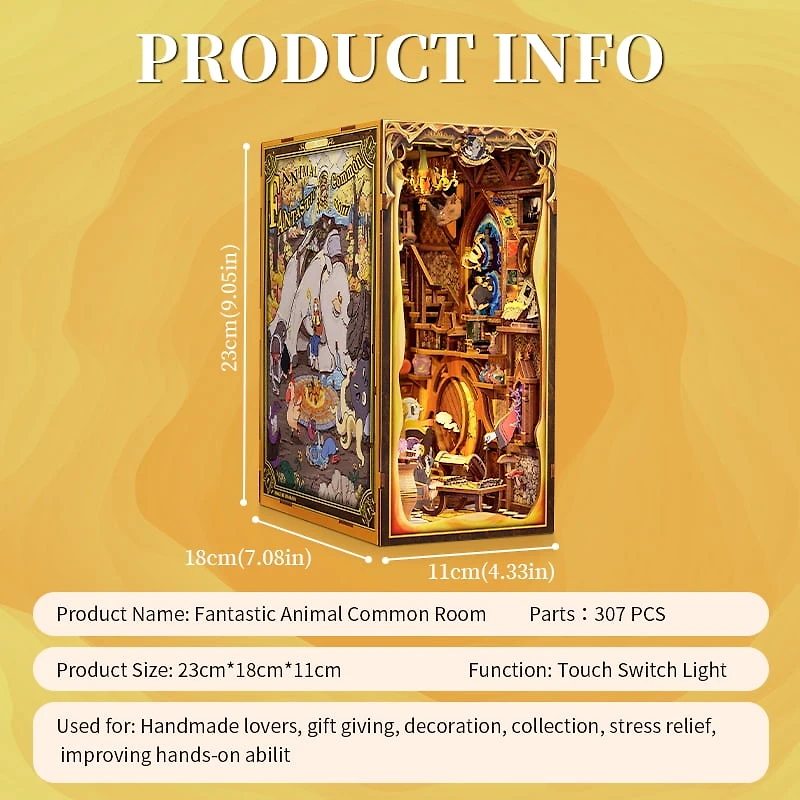 Tradeopia 3D Wooden Puzzle Fantastic Animal Common Room DIY Book Nook Kit