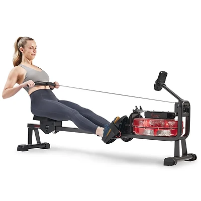 Sunny Health & Fitness Hydro Compact Water Rowing Machine with 6-Level Water Resistance, Elevated Floor Clearance & Exclusive SunnyFit® App Enhanced Bluetooth Connectivity - SF-RW522073…