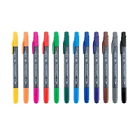 Royal & Langnickel - 12pc Dual Tip Artist Markers - Pointed Round Tip and Fineliner, 12pc Dual Tip Marker