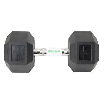 GoZone Rubber-Coated Hex Dumbbell – Black/Chrome, No-roll design