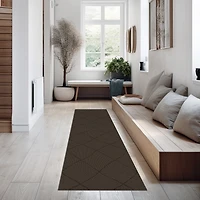 Mainstays tapis de couloir intérieur moderne géométrique touffeté à la machine brun foncé, 2' x 7', lavable à la machine, endos antidérapant