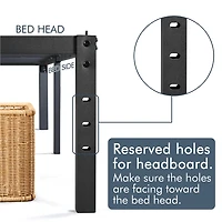 Fullfurnique Cadre de Lit Plateforme en Métal avec Lattes en Métal Renforcé, Simple, Noir