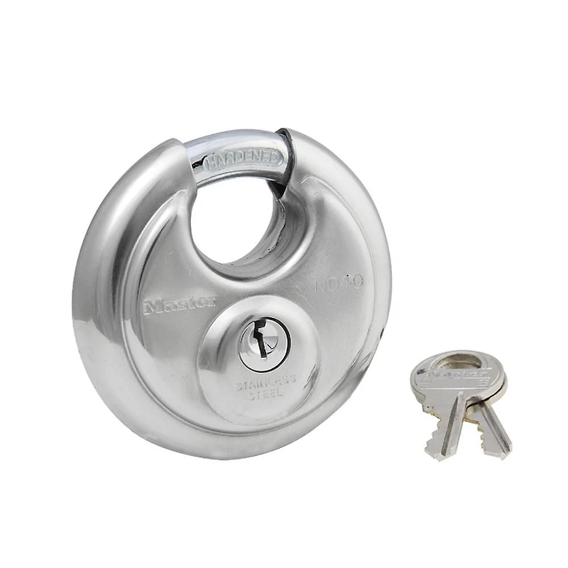Master Lock 40DPF Stainless Steel Discus Padlock with Shrouded Shackle, Master Lock Stainless Steel Discus Padlock