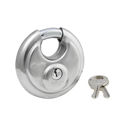 Master Lock 40DPF Cadenas à disque en acier inoxydable avec poignée enveloppée Cadenas à disque en acier inoxydable Master Lock