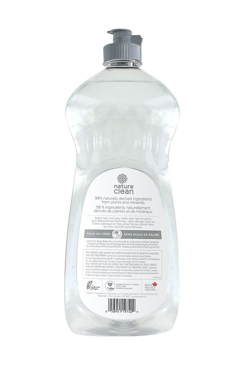 Savon à vaisselle liquide 98 % naturel Nature Clean lavande (740 ml)
