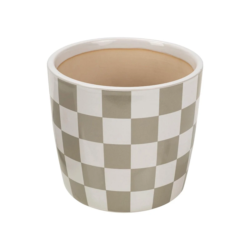 Mainstays 6 inch Grey Check Planter, MS 6 in. Grey Check Planter