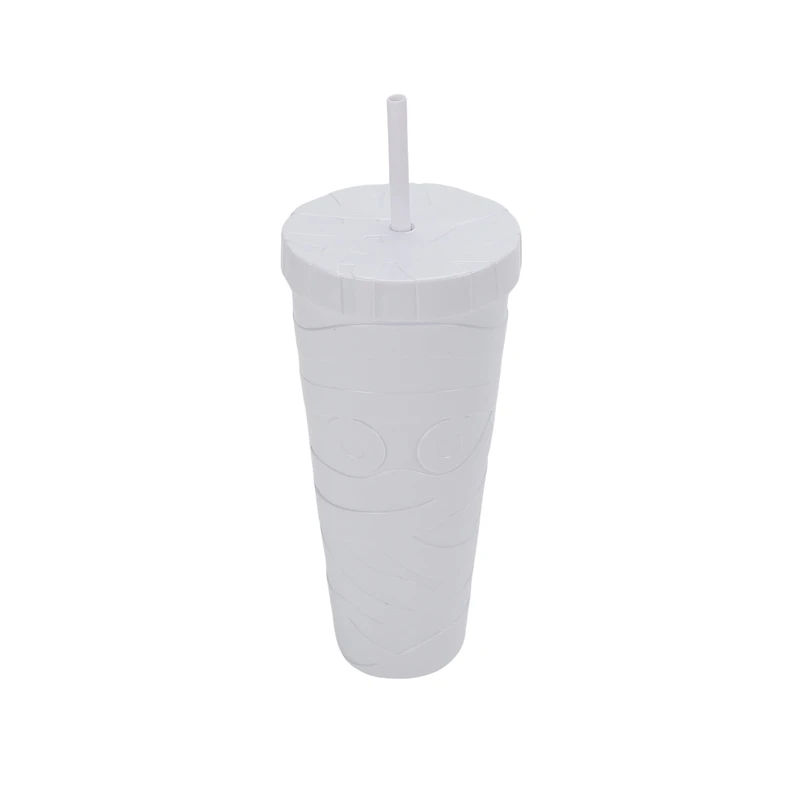 Way To Celebrate 27 oz White Acrylic Mummy Tumbler, CELEBRATE PL SIPPER WHITE MUMMY