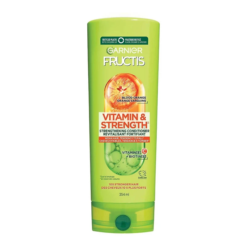 Garnier Fructis Vitamin & Strength Strengthening Conditioner for Weak Hair with Tendency to Fall, with Blood Orange, Vitamin C and Biotin, 354mL
