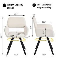 Homy Casa Set of 2 Upholstered Office Desk Chair with Swivel Base Armrests for Modern Home Office, Beige Fabric
