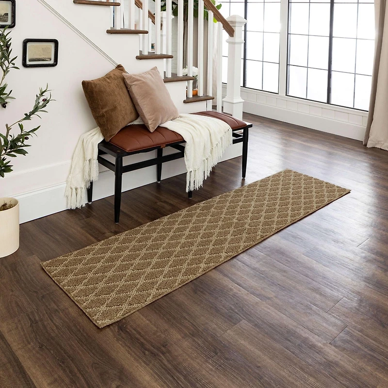 Mohawk Home - Tapis touffeté en polyester à motif de losanges, praline/havane